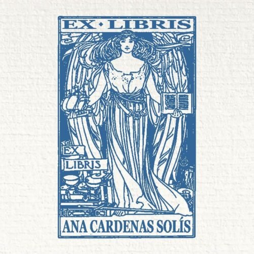 ex-libris-mujer-con-libro sello ex libris mujer con libro