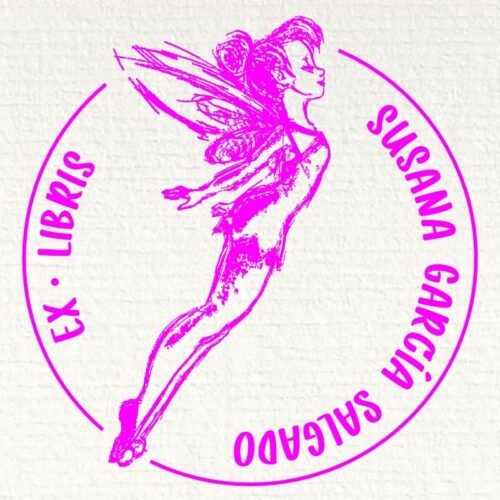 Sello ex libris campanilla volando