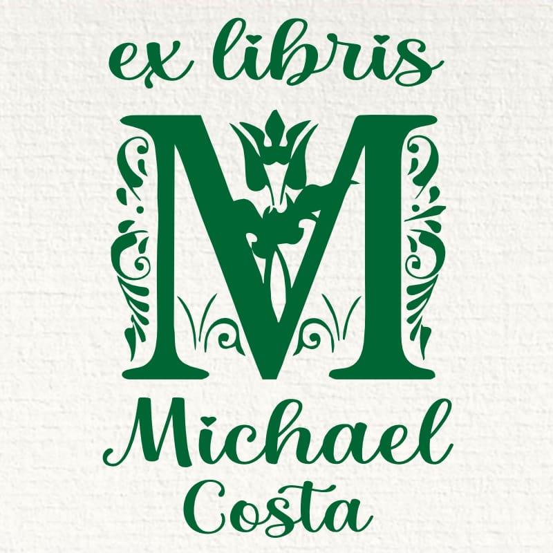 Sello ex libris inicial M